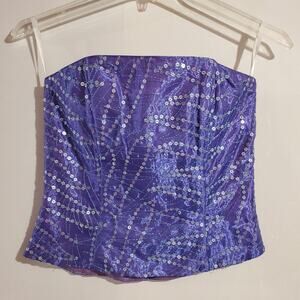 Jessica McClintock Gunne Sax Vtg Sequin Sleeveless Bustier Corset Top Size 3 Y2K